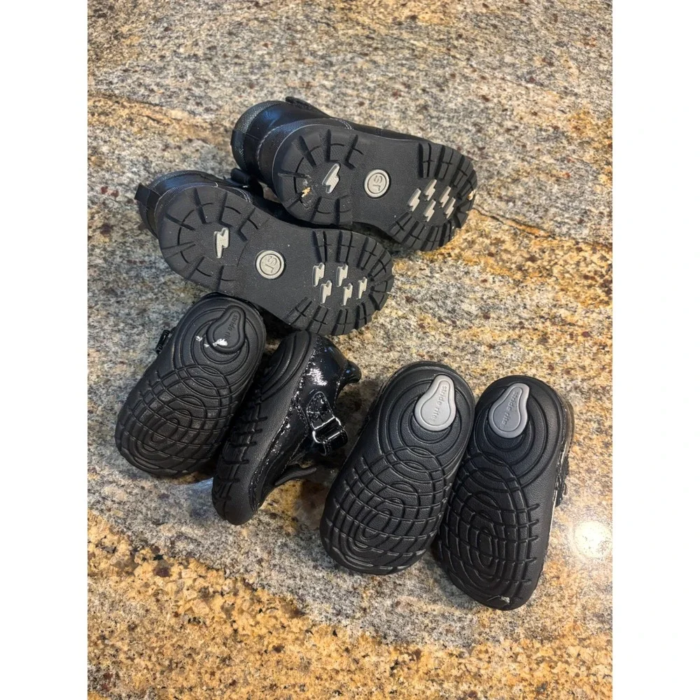 3 Stride Rite Black Patent Leather‎ Boots & Shoes Bundle Toddler Girls 3M 4M 6M